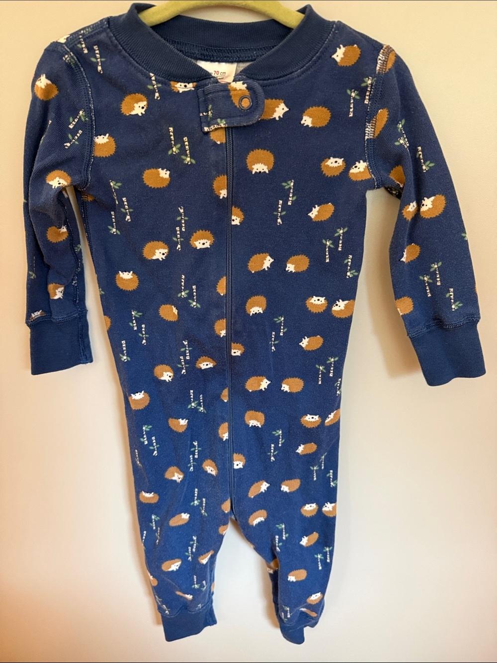 Hanna Andersson Navy Hedgehog Print Footed One-Piece